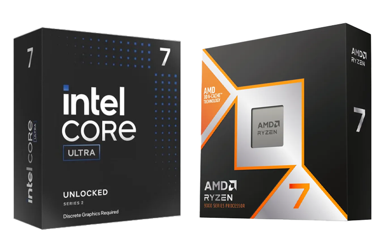 Een Intel Core i7/Ultra 7 en AMD Ryzen 7 processor